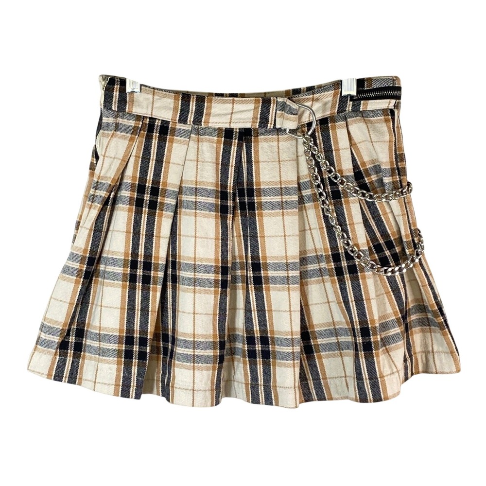 Forever 21 Plaid Mini Skirt Schoolgirl Chain Womens Size M Y2K Academia Punk